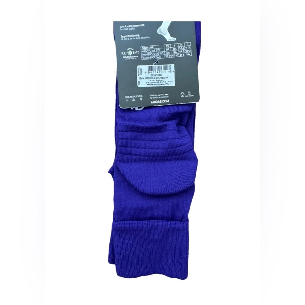 Adidas Team Speed Pro Soccer Socks - Size M, Purple, Brand New Logo, Aeroready - Picture 4 of 5